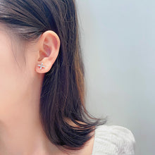 Load image into Gallery viewer, LUOWEND 18K White or Rose Gold Real Natural Diamond Stud Earrings for Women