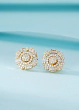 Load image into Gallery viewer, LUOWEND 18K White or Rose Gold Real Natural Diamond Stud Earrings for Women