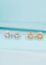 Load image into Gallery viewer, LUOWEND 18K White or Rose Gold Real Natural Diamond Stud Earrings for Women