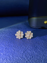 Load image into Gallery viewer, LUOWEND 18K White or Rose Gold Real Natural Diamond Stud Earrings for Women