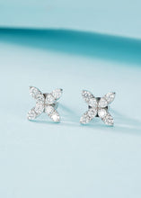 Load image into Gallery viewer, LUOWEND 18K White or Rose Gold Real Natural Diamond Stud Earrings for Women