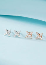 Load image into Gallery viewer, LUOWEND 18K White or Rose Gold Real Natural Diamond Stud Earrings for Women