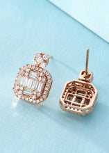 Load image into Gallery viewer, LUOWEND 18K White or Rose Gold Real Natural Diamond Stud Earrings for Women