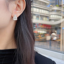 Load image into Gallery viewer, LUOWEND 18K White or Rose Gold Real Natural Diamond Stud Earrings for Women