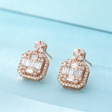 Load image into Gallery viewer, LUOWEND 18K White or Rose Gold Real Natural Diamond Stud Earrings for Women