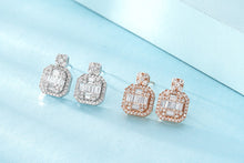 Load image into Gallery viewer, LUOWEND 18K White or Rose Gold Real Natural Diamond Stud Earrings for Women
