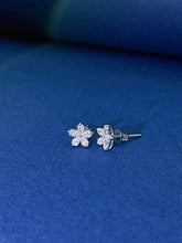 Load image into Gallery viewer, LUOWEND 18K White Gold Real Natural Diamond Stud Earrings for Women
