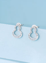 Load image into Gallery viewer, LUOWEND 18K White or Rose Gold Real Natural Diamond Stud Earrings for Women