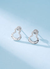 Load image into Gallery viewer, LUOWEND 18K White or Rose Gold Real Natural Diamond Stud Earrings for Women