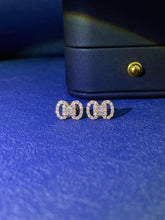 Load image into Gallery viewer, LUOWEND 18K White or Rose Gold Real Natural Diamond Stud Earrings for Women