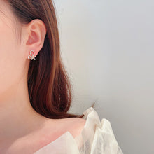 Load image into Gallery viewer, LUOWEND 18K White or Rose Gold Real Natural Diamond Stud Earrings for Women