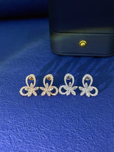Load image into Gallery viewer, LUOWEND 18K White or Rose Gold Real Natural Diamond Stud Earrings for Women