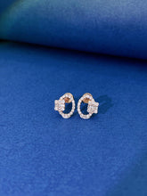 Load image into Gallery viewer, LUOWEND 18K White or Rose Gold Real Natural Diamond Stud Earrings for Women