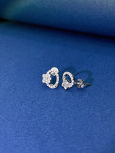 Load image into Gallery viewer, LUOWEND 18K White or Rose Gold Real Natural Diamond Stud Earrings for Women