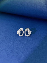 Load image into Gallery viewer, LUOWEND 18K White or Rose Gold Real Natural Diamond Stud Earrings for Women