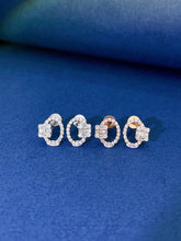 Load image into Gallery viewer, LUOWEND 18K White or Rose Gold Real Natural Diamond Stud Earrings for Women