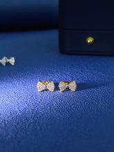 Load image into Gallery viewer, LUOWEND 18K White or Rose Gold Real Natural Diamond Stud Earrings for Women