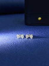 Load image into Gallery viewer, LUOWEND 18K White or Rose Gold Real Natural Diamond Stud Earrings for Women