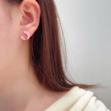 Load image into Gallery viewer, LUOWEND 18K White or Rose Gold Real Natural Diamond Stud Earrings for Women