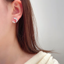 Load image into Gallery viewer, LUOWEND 18K White or Rose Gold Real Natural Diamond Stud Earrings for Women