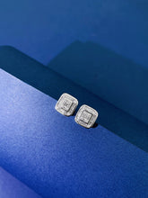 Load image into Gallery viewer, LUOWEND 18K White Gold Real Natural Diamond Stud Earrings for Women