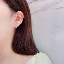 Load image into Gallery viewer, LUOWEND 18K White or Rose Gold Real Natural Diamond Stud Earrings for Women
