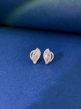 Load image into Gallery viewer, LUOWEND 18K White or Rose Gold Real Natural Diamond Stud Earrings for Women