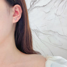Load image into Gallery viewer, LUOWEND 18K White Gold Real Natural Diamond Stud Earrings for Women