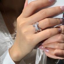 Load image into Gallery viewer, LUOWEND 18K White Gold Real Natural Diamond Ring for Women