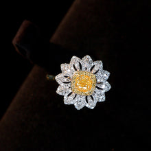 Load image into Gallery viewer, LUOWEND 18K White Gold Natural Yellow Diamond Ring for Women