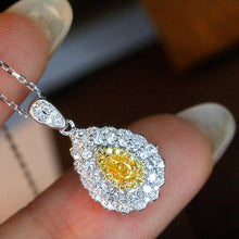 Load image into Gallery viewer, LUOWEND 18K White Gold Real Natural Yellow Diamond Pendant Necklace for Women