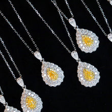 Load image into Gallery viewer, LUOWEND 18K White Gold Real Natural Yellow Diamond Pendant Necklace for Women