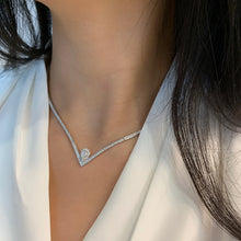 Load image into Gallery viewer, LUOWEND 18K White Gold Natural Diamond Necklace for Women
