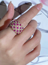 Load image into Gallery viewer, LUOWEND 18K Yellow Gold Real Natural Ruby Gemstone Ring for Women