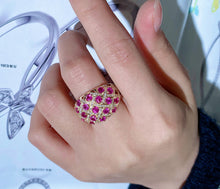 Load image into Gallery viewer, LUOWEND 18K Yellow Gold Real Natural Ruby Gemstone Ring for Women