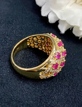 Load image into Gallery viewer, LUOWEND 18K Yellow Gold Real Natural Ruby Gemstone Ring for Women