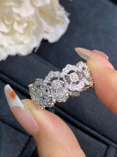 Load image into Gallery viewer, LUOWEND 18K White Gold Real Natural Diamond Ring for Women