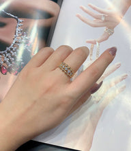 Load image into Gallery viewer, LUOWEND 18K Yellow Gold Real Natural Diamond Ring for Women