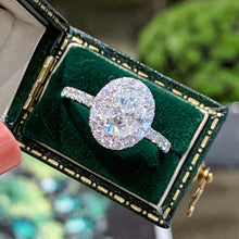 Load image into Gallery viewer, LUOWEND 18K White Gold Real Natural Diamond Ring for Women