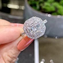 Load image into Gallery viewer, LUOWEND 18K White Gold Real Natural Diamond Ring for Women