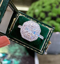 Load image into Gallery viewer, LUOWEND 18K White Gold Real Natural Diamond Ring for Women