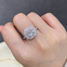 Load image into Gallery viewer, LUOWEND 18K White Gold Real Natural Diamond Ring for Women