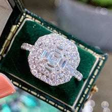 Load image into Gallery viewer, LUOWEND 18K White Gold Real Natural Diamond Ring for Women