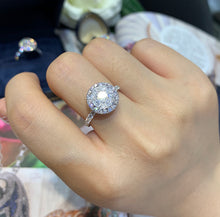 Load image into Gallery viewer, LUOWEND 18K White Gold Real Natural Diamond Ring for Women