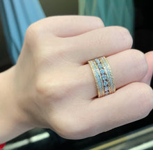 Load image into Gallery viewer, LUOWEND 18K White and Yellow Gold Real Natural Diamond Ring for Women