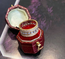 Load image into Gallery viewer, LUOWEND 18K White and Yellow Gold Real Natural Diamond Ring for Women