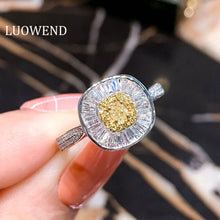 Load image into Gallery viewer, LUOWEND 18K White Gold Real Natural Diamond Ring for Women