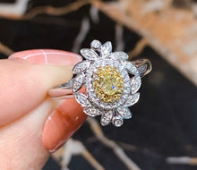 Load image into Gallery viewer, LUOWEND 18K White Gold Real Natural Diamond Ring for Women