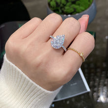 Load image into Gallery viewer, LUOWEND 18K White Gold Real Natural Diamond Ring for Women