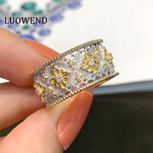 Load image into Gallery viewer, LUOWEND 18K White and Yellow Gold Real Natural Diamond Ring for Women
